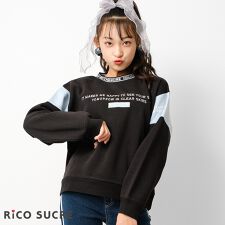 裏起毛襟ロゴプルオーバー