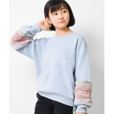 裏起毛袖ファー切り替えトレーナー