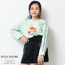 ハートチャームファスナー肩あきロングTシャツ