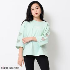 オーガンジーハート七分袖Tシャツ