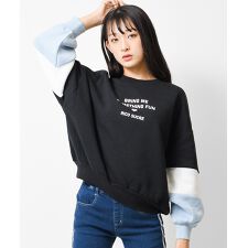 裏起毛袖配色切り替えコクーントレーナー