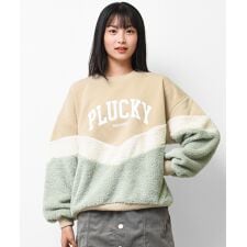 裏起毛シェブロンボア切り替えトレーナー