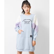 裏起毛シェブロンファー切り替えワンピース