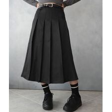 ベルト付きプリーツスカート