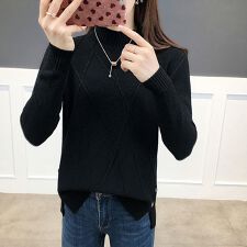 プチハイネック チュニック丈 ニット