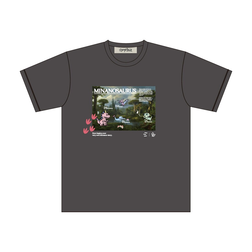 ミナノザウルス】ミナノザウルス TシャツB 黒 | アニメキャラクター