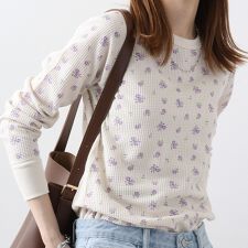 ワッフル花柄ラグランクルーL/S-Tee（パック）