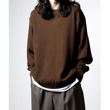 ビッグワッフルビッグサイズクルーネック