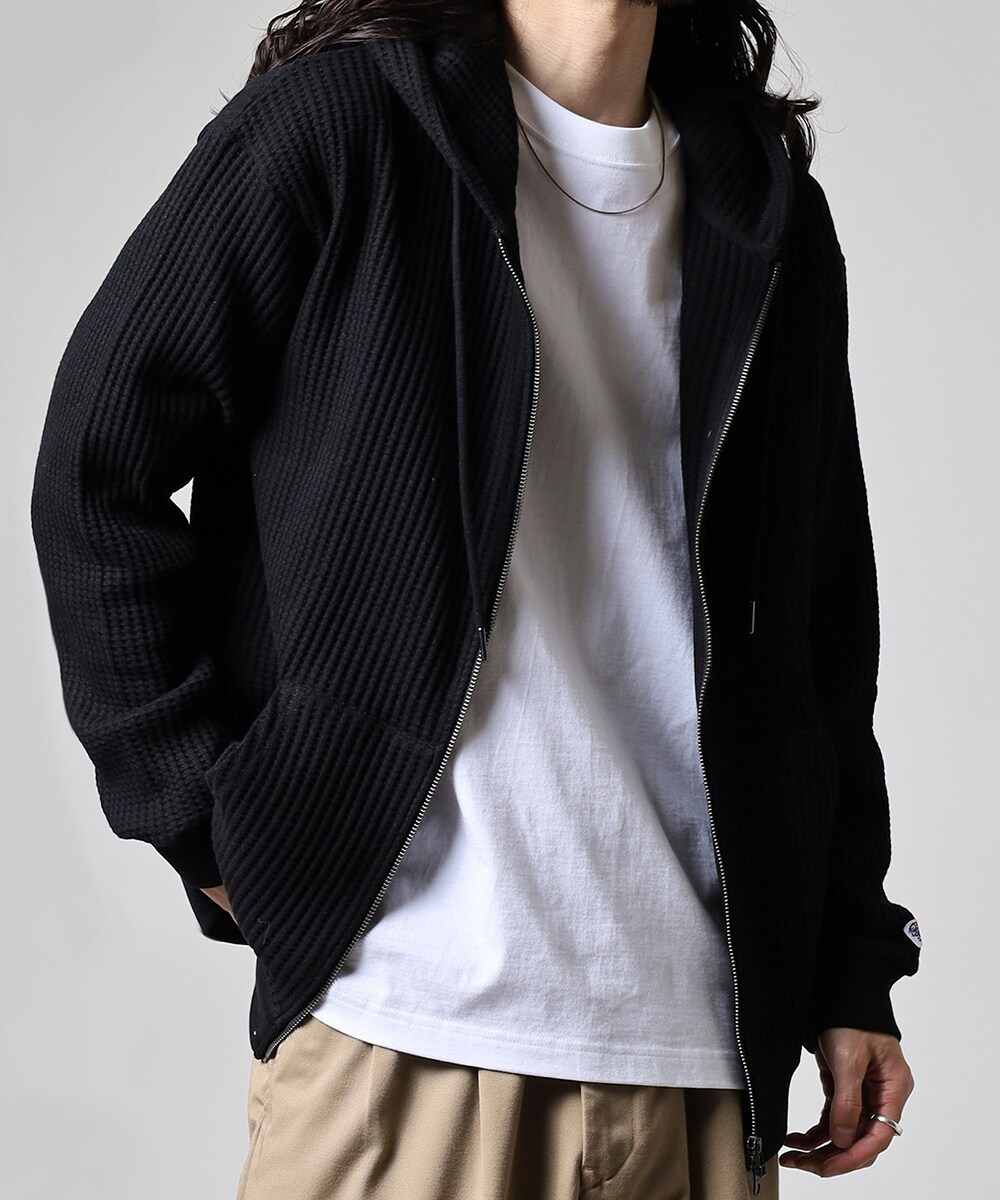 ビッグワッフルフルジップパーカ