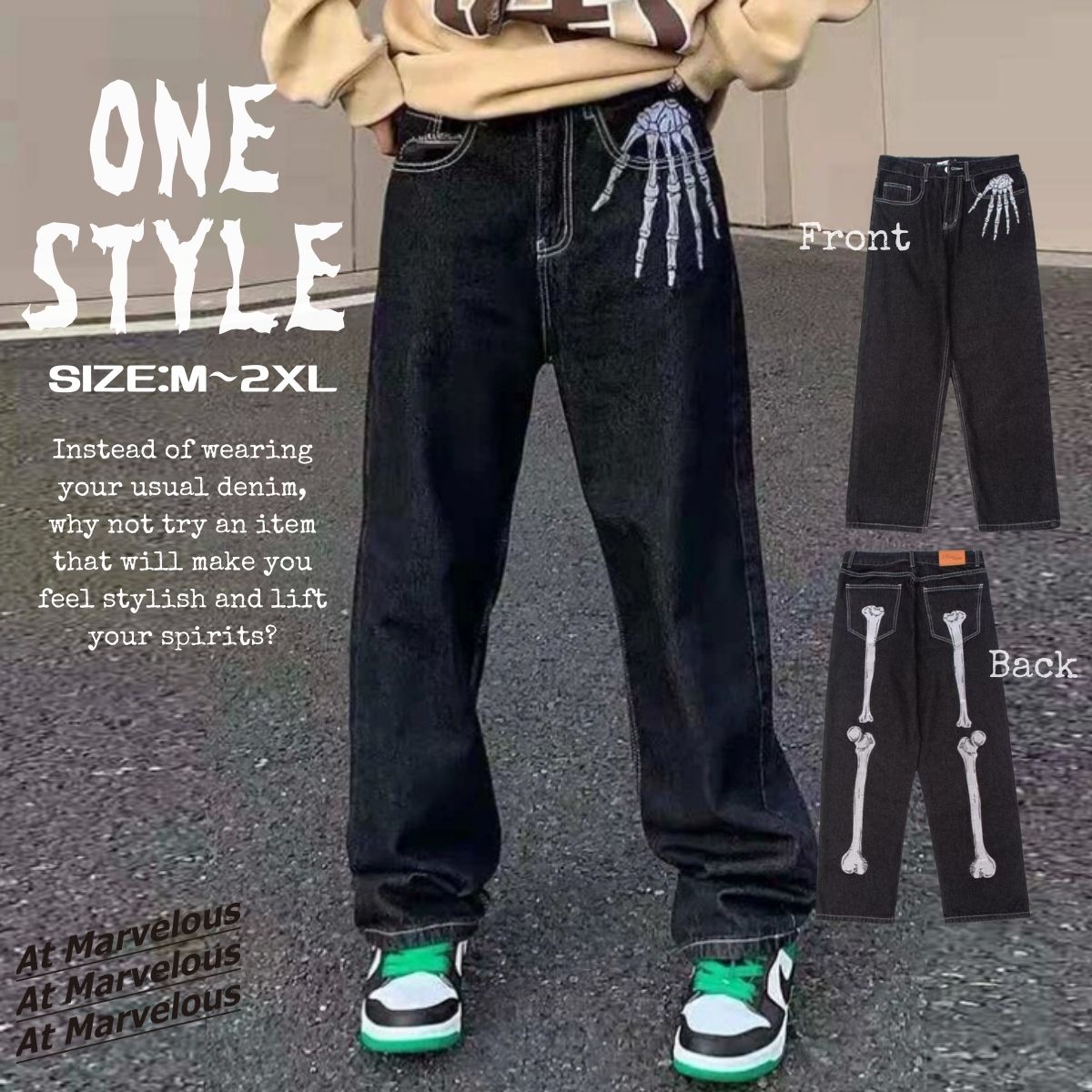 MSG＞マルチ加工グランジバギーデニムパンツ ペイント加工／ペンキ加工