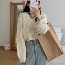 Knit/ケーブル編みショートカーディガン ST/No.22278