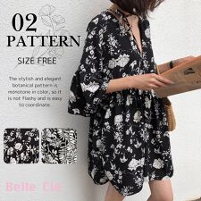Dress/モノトーンボタニカルワンピース ST/No.22100