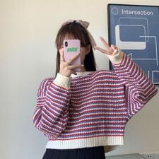 Knit/カラフルボーダーショートニット ST/No.27857