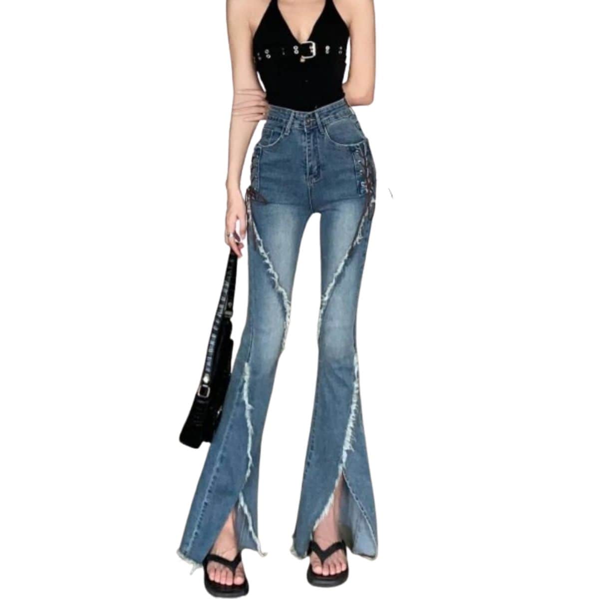 ベルシー ベルボトムデニムパンツ レディース フレア ブーツカット ストレッチ 美脚
