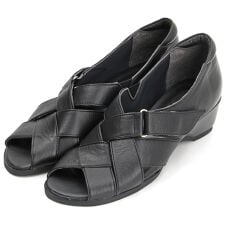 【日本製】軽量 柔らか本革 ゆったり3E幅 かかと付ダブルクロスサンダル