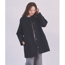 【PECOLAMB】 ウールメルトンノーカラーコート