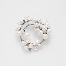 貝パール リース型ブローチ