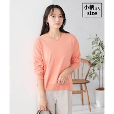 【低身長サイズ】サイドリブVネックニット