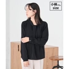 【低身長サイズ】【洗える】ボウタイ風ブラウス