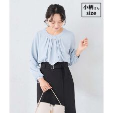 【低身長サイズ】【洗える/ストレッチ】ボウタイメタルチャームブラウス