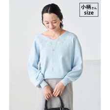 【低身長サイズ】フラワー刺繍ニットプルオーバー