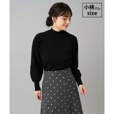【低身長サイズ】プチハイネックショルダータックニット
