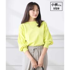 【低身長サイズ】【洗える/UVカット】ボートネック袖タックニット