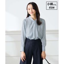 【低身長サイズ】幾何柄ボウタイ風ブラウス