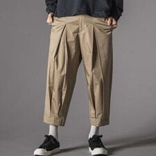 変形タックツイル9分丈パンツ大人親子お揃い(140~175cm)