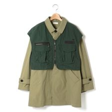 リップストップベスト付きストレッチツイルハーフコート大人親子お揃い(140~175cm)