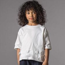 裾リボンベルト天竺半袖Tシャツ親子お揃い(110~140cm)