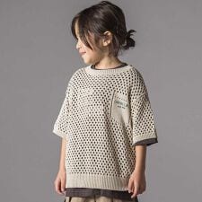 メッシュ編みサマーニットプルオーバー親子お揃い(110~140cm)