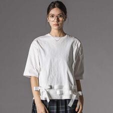 裾リボン付き天竺半袖Tシャツ大人親子お揃い(140~160cm)
