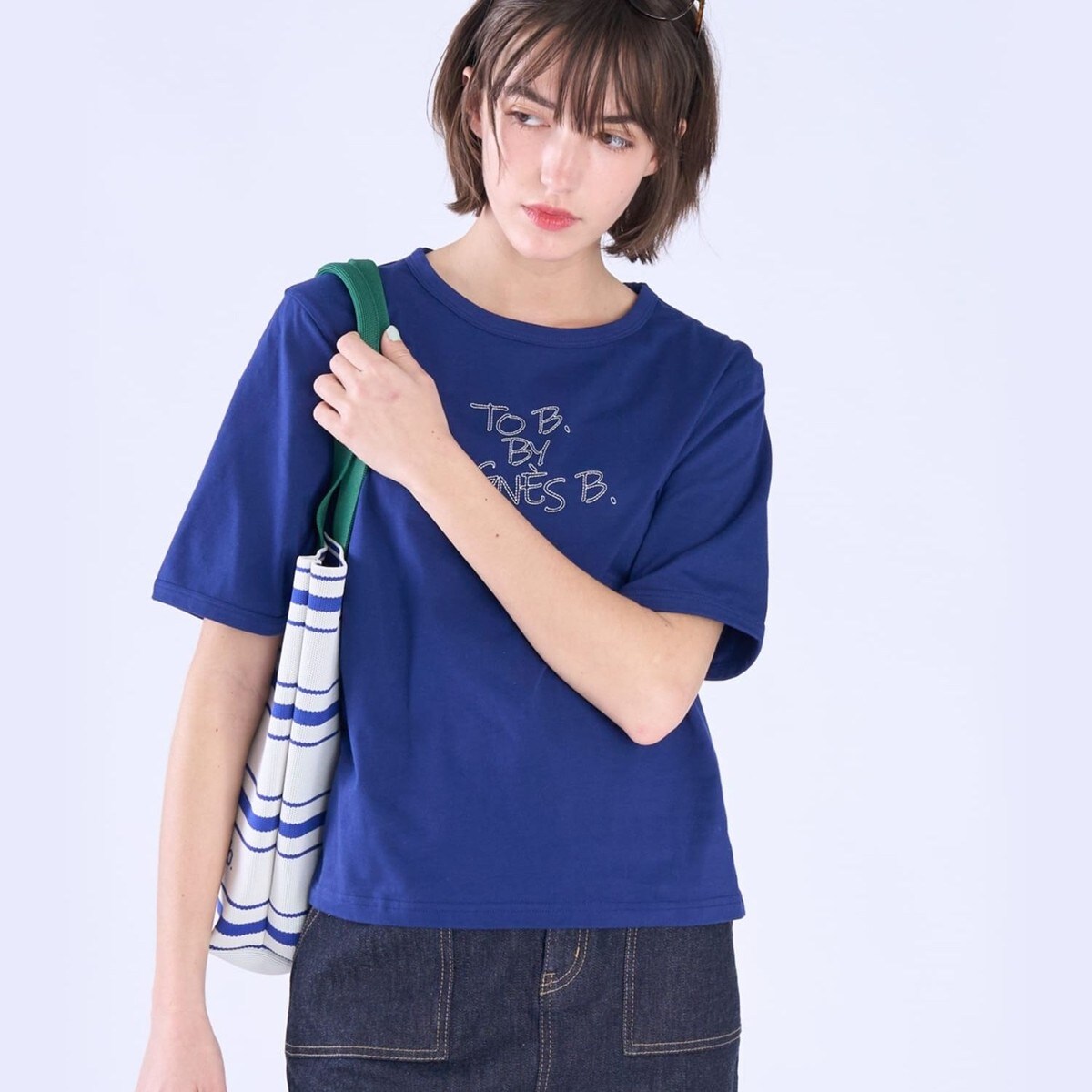ロゴ 刺繍 コットン 半袖 Tシャツ | トゥービーバイアニエスベー(To b 