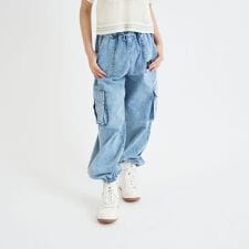 【接触冷感】デニムカーゴパンツ