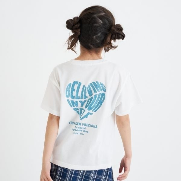 デイリープライス】バックハートラメロゴ半袖Tシャツ | ピンクラテ 