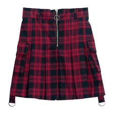 LISTEN FLAVOR　カーゴポケットプリーツスカート【RED CHECK】