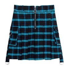 LISTEN FLAVOR　カーゴポケットプリーツスカート【BLUE CHECK】