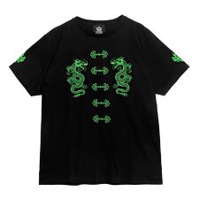 LISTEN FLAVOR　ドラゴンチャイナTシャツ【BLACK×NEON】