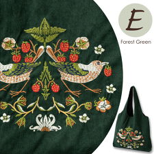 ウィリアムモリス柄 刺繍 コーデュロイ トートバッグ