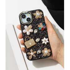 iPhoneケース スマホケース キラキラ パールフラワー ビジュー