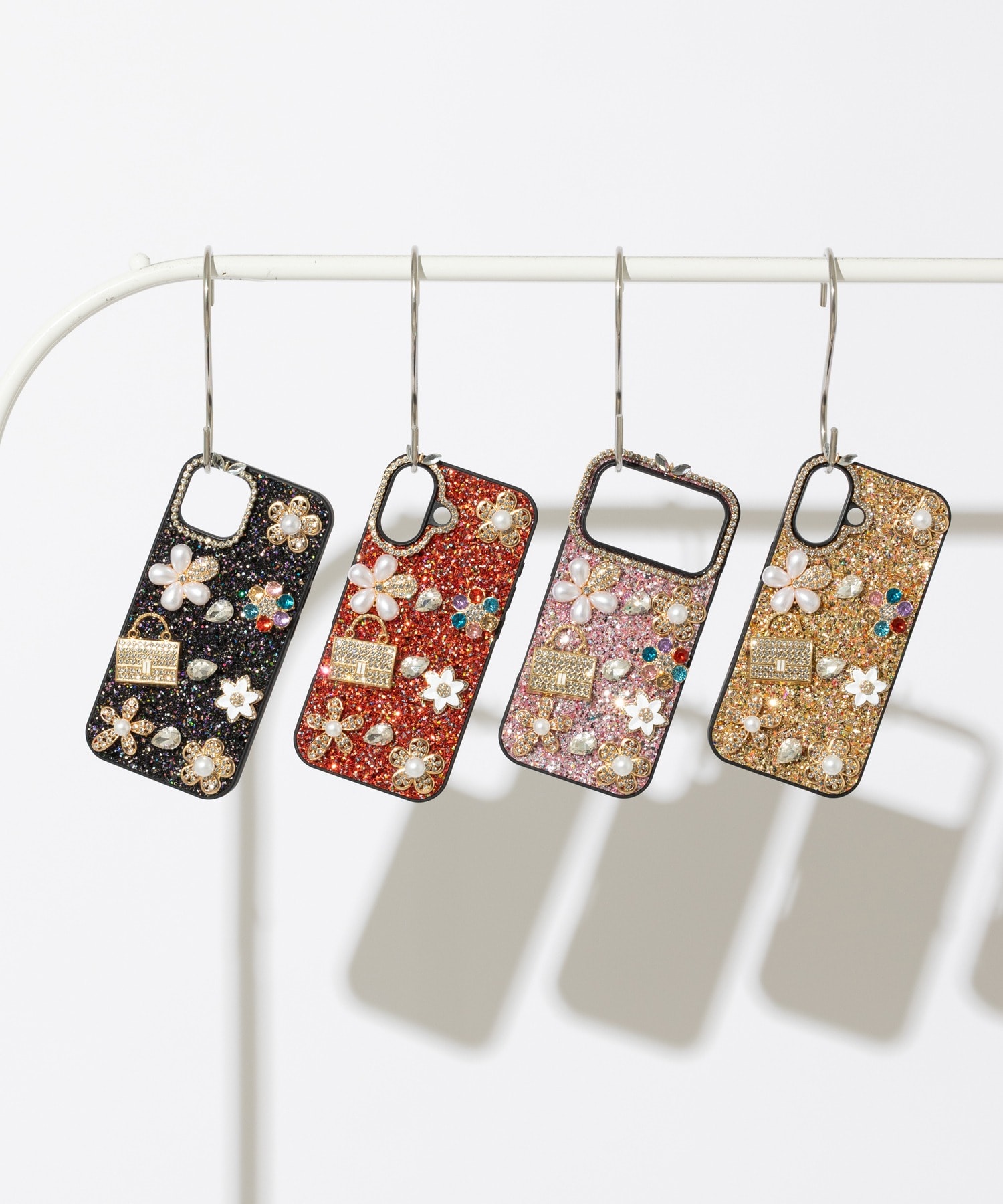 iPhoneケース スマホケース キラキラ パールフラワー ビジュー