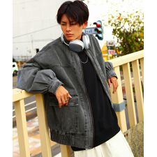 【824401】ルーズシルエット デニムブルゾン