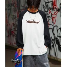 【24002-11gz】ピグメント加工 ヴィンテージ風ロゴラグランルーズシルエットロンT