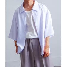 【az24257n】Nilway ドレープルーズシルエットジップレギュラーカラーシャツ