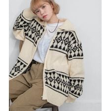 【23aw-ch014】Chillfar カウチンノルディック柄ニットカーデ