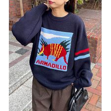 【24aw-ch054】Chillfar 24AWロゴジャガードライン入りニット