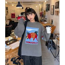 【24aw-ch054】Chillfar 24AWロゴジャガードライン入りニット