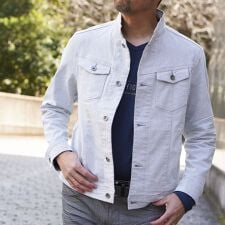 ヨコ黒ストレッチツイル＆ストレッチデニムブルゾン