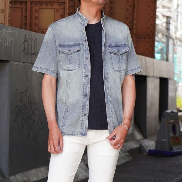 5.3オンスストレッチデニム半袖シャツ | ニコルセレクション(NICOLE